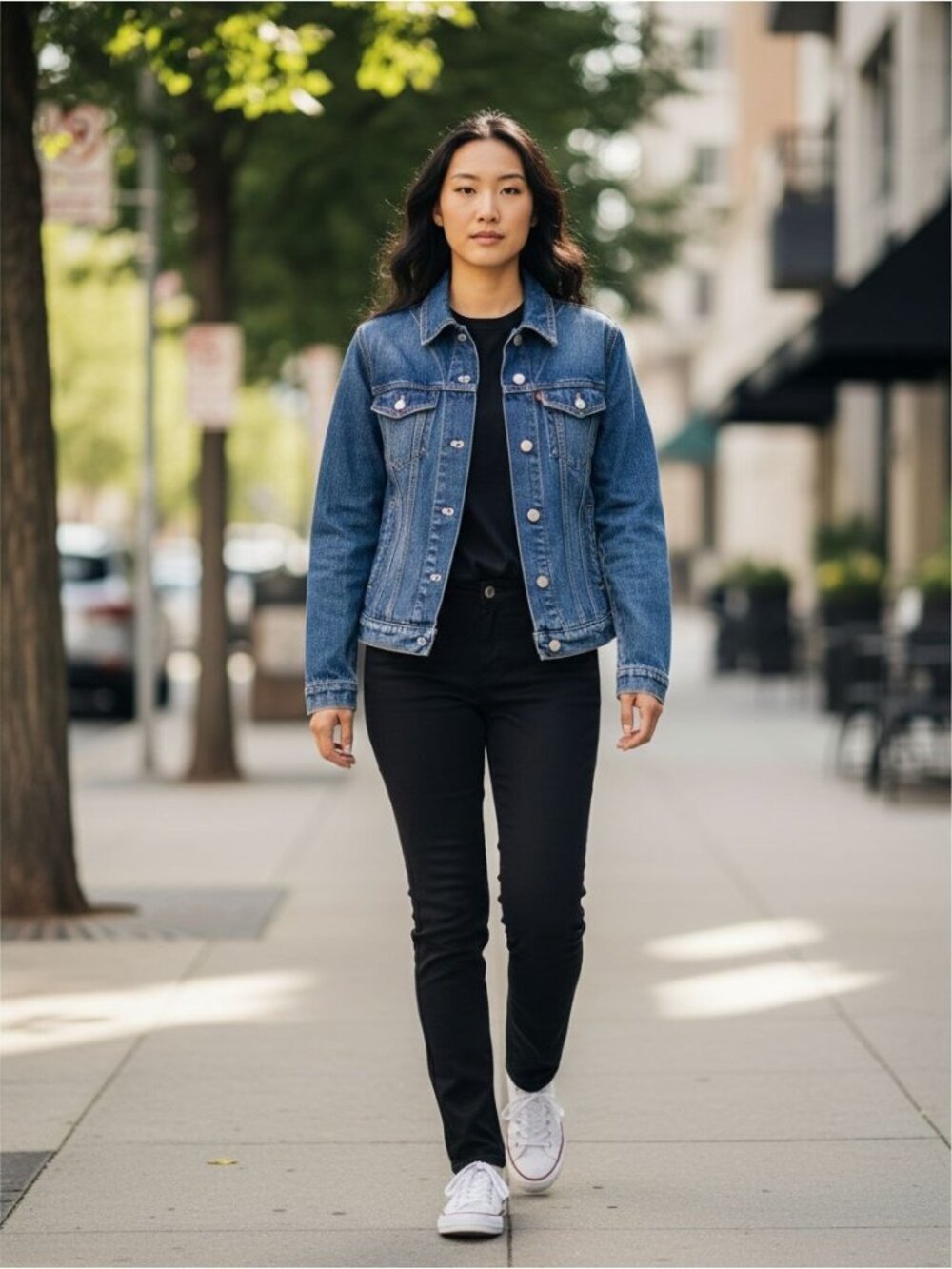 Lucky Brand Womens S Distressed Blue Denim Trucker Jacket 100% Cotton